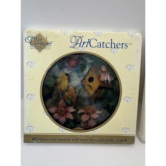 Via Vermont Art Catchers Enesco Set Of 2 Birds Suncatchers NOS - Picture 2 of 9